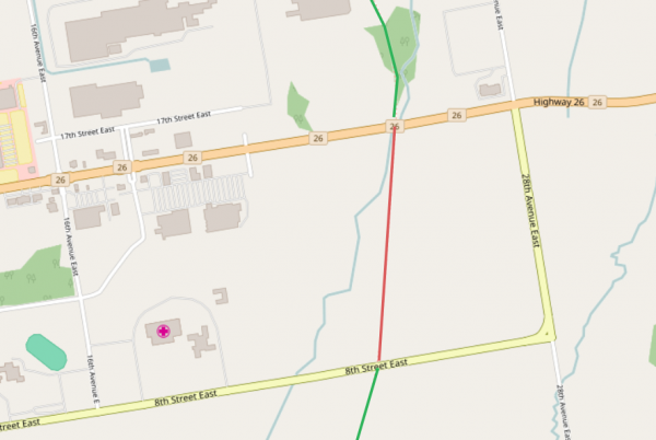 Map showing the section of the CP Rail Trail to be closed in Owen Sound