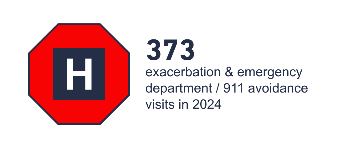 373 exacerbation & emergency department / 911 avoidance visits in 2024