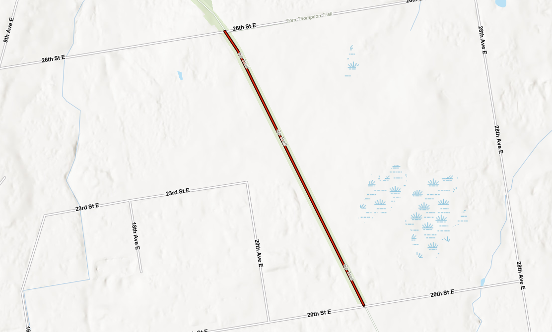 Map of CP Rail Trail, closure of 26th Street to 20th Street (in the City of Owen Sound)