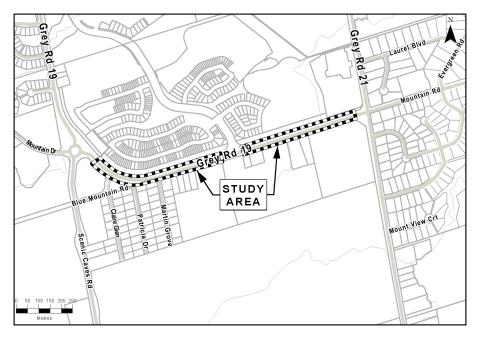 Study area for the Environmental Assessment on Grey Road 19