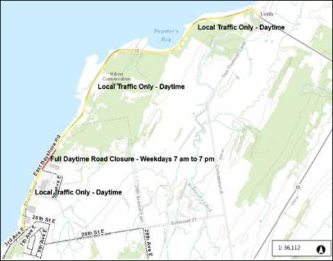 East Bayshore Road Closure Map