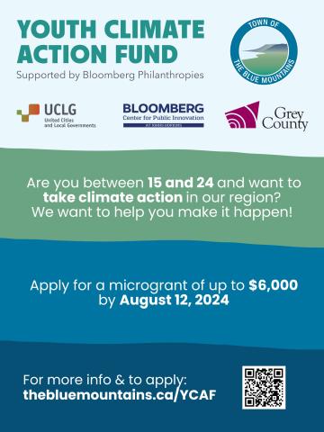 Climate action Fund poster with application criteria and details and URL.