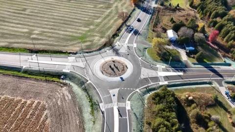 Aerial photo of the new roundabout at grey road 3 and 4