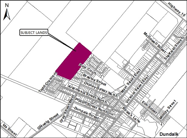 Key map showing the subject lands and surrounding area