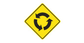 Image of a roundabout ahead sign.