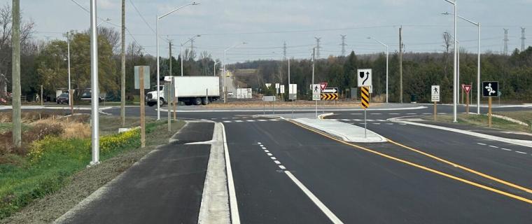 Roundabout Opens at Grey Roads 3 and 4 Improving Safety of Busy Intersection