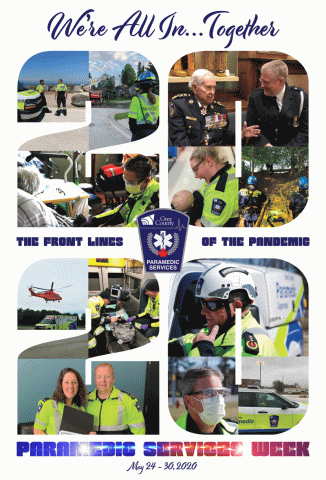 Paramedic Services Week Poster with a collage of paramedics pictured on the job