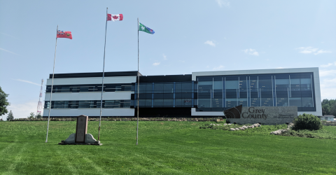 Front facade of the new addition on the Grey County Administration Building