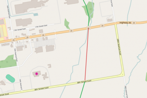 Map showing the section of the CP Rail Trail to be closed in Owen Sound