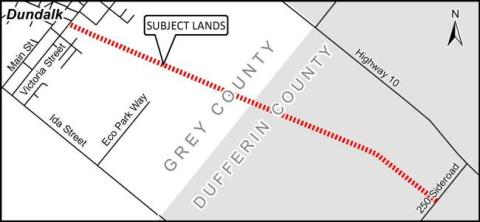 map outlining where the CP rail Trail will be temporarily closed near dundalk. 