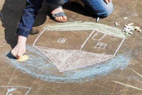 Chalk House drawn on Cement