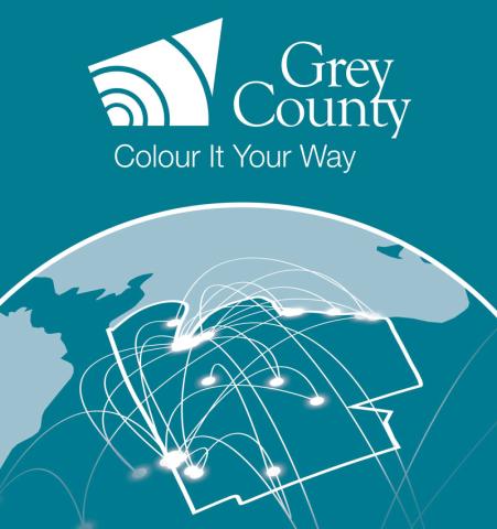 Graphic showing Grey County with connecting lines from community to community.