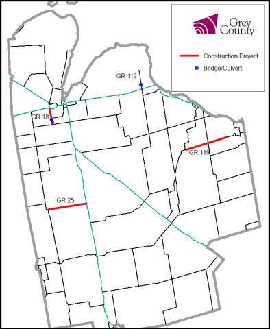 Map showing 2017 construction projects. 