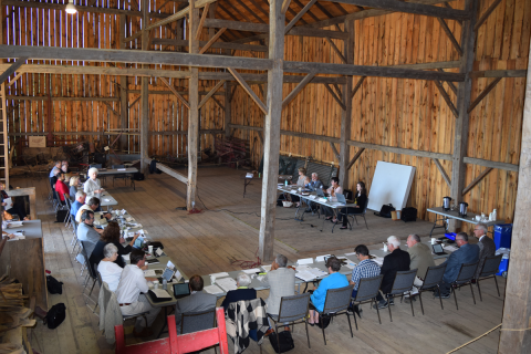 grey County council meets in the historic barn at Grey Roots museum