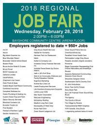 List of employers attending career fair.