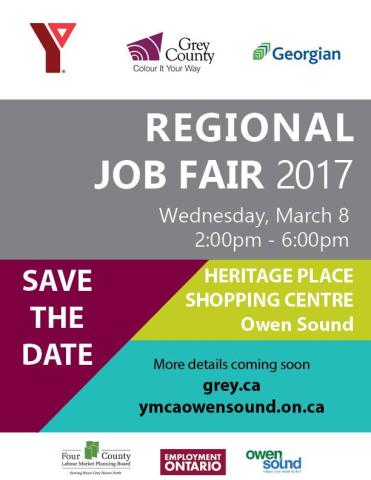 Poster for the Regional Job Fair on March 8 in Owen Sound