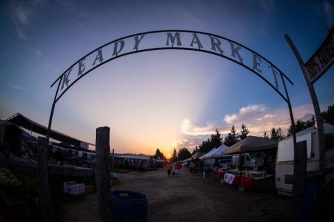 A photo of the famous Keady Market arch at sunrise