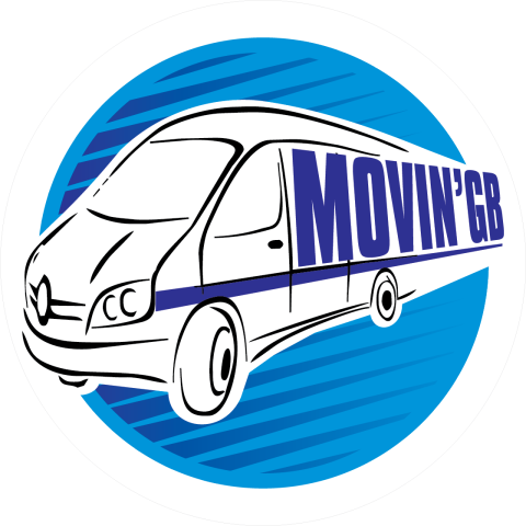 Logo int he shape of a van for Movin'GB.