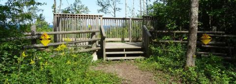 Image of a georgian bay lookout at the end of a Grey County Trail. 