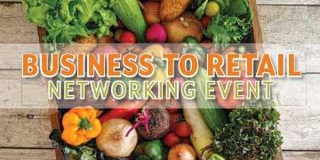 Business to retail networking event food poster of a table full of vegetables.