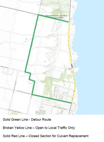 Grey Road 1 Culvert 673 Replacement Detour Map