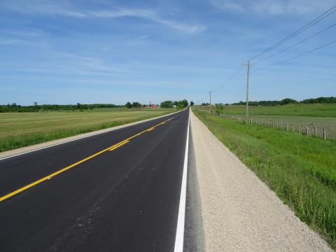 A freshly paved Grey County Road