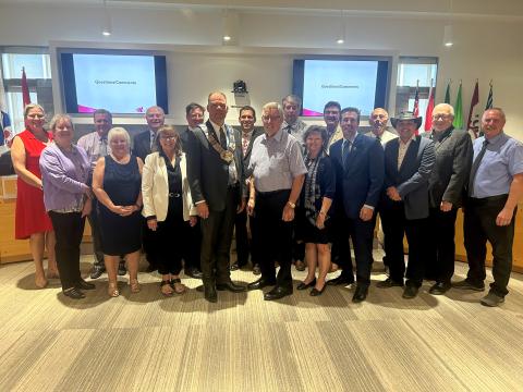 Council poses for a photo with Ontario Agriculture Hall of Fame Inductee and Grey County farmer, Ray Robertson.