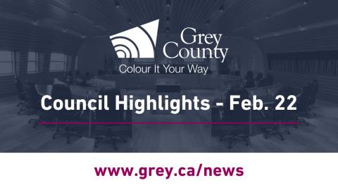 Council Highlights graphic showing council highlights Feb 22.