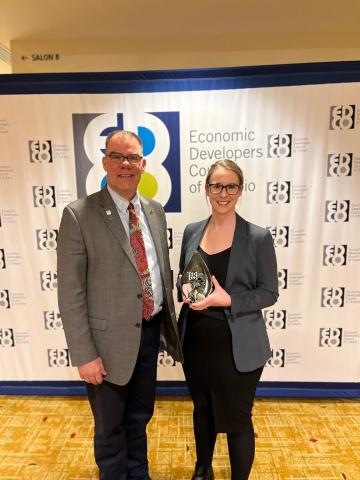 Grey County Warden Brian Milne and Director of EDTC Savanna Myers at the EDCO Awards in Toronto.