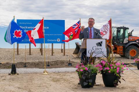 Grey County Warden Brian Milne at the Rockwood Terrace Construction Kickoff ceremony.